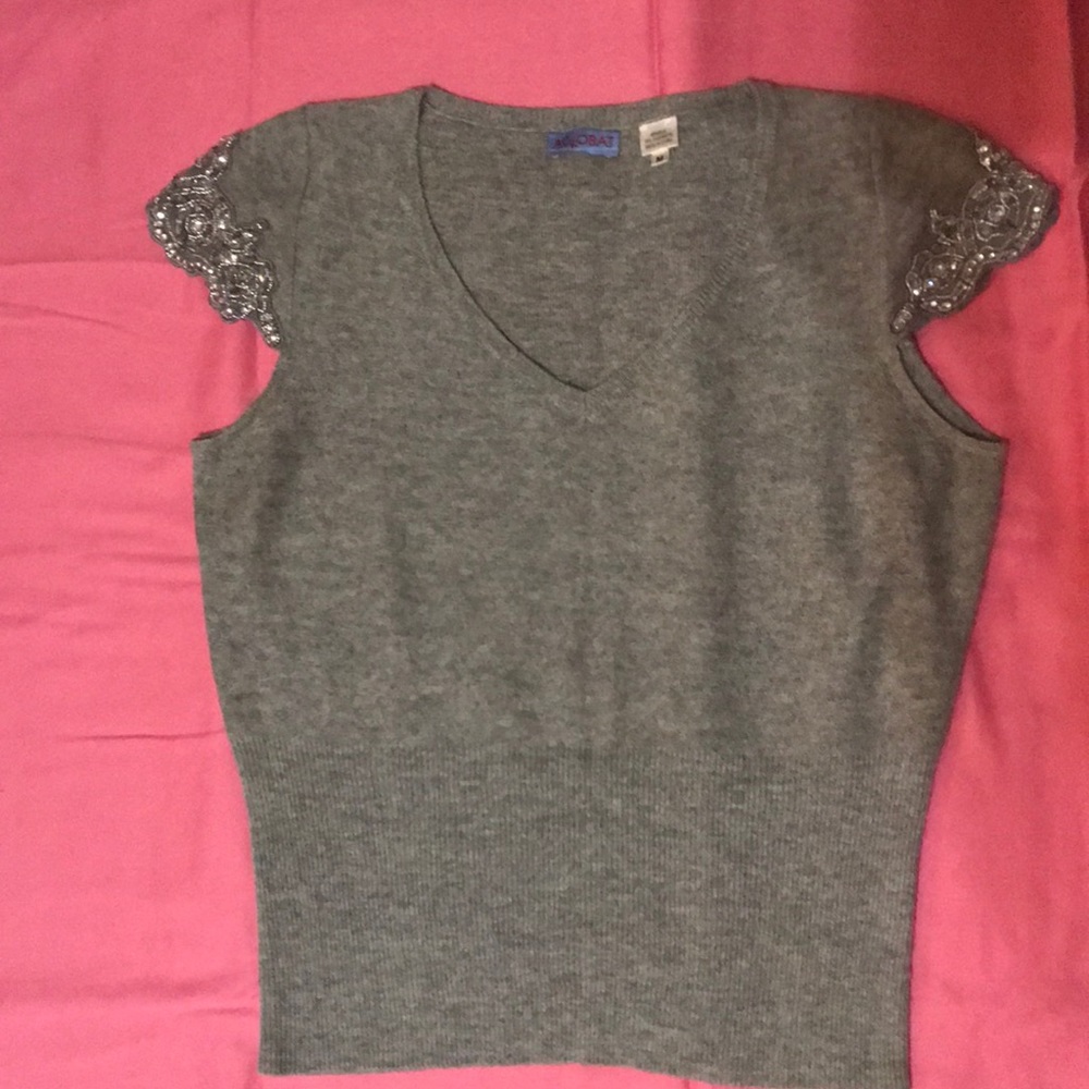 Acrobat Silk and Cashmere Bead Trim Top